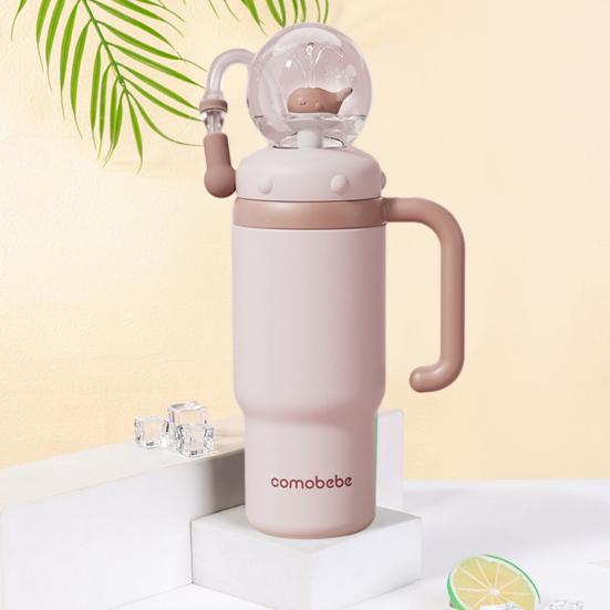 Velrybí fontánový kelímek 710ml Nerezový hrnek na pití se zábavným fontánovým efektem Nepropustný Kelímek se slámkou odolný proti rozlití pro děti dospělé