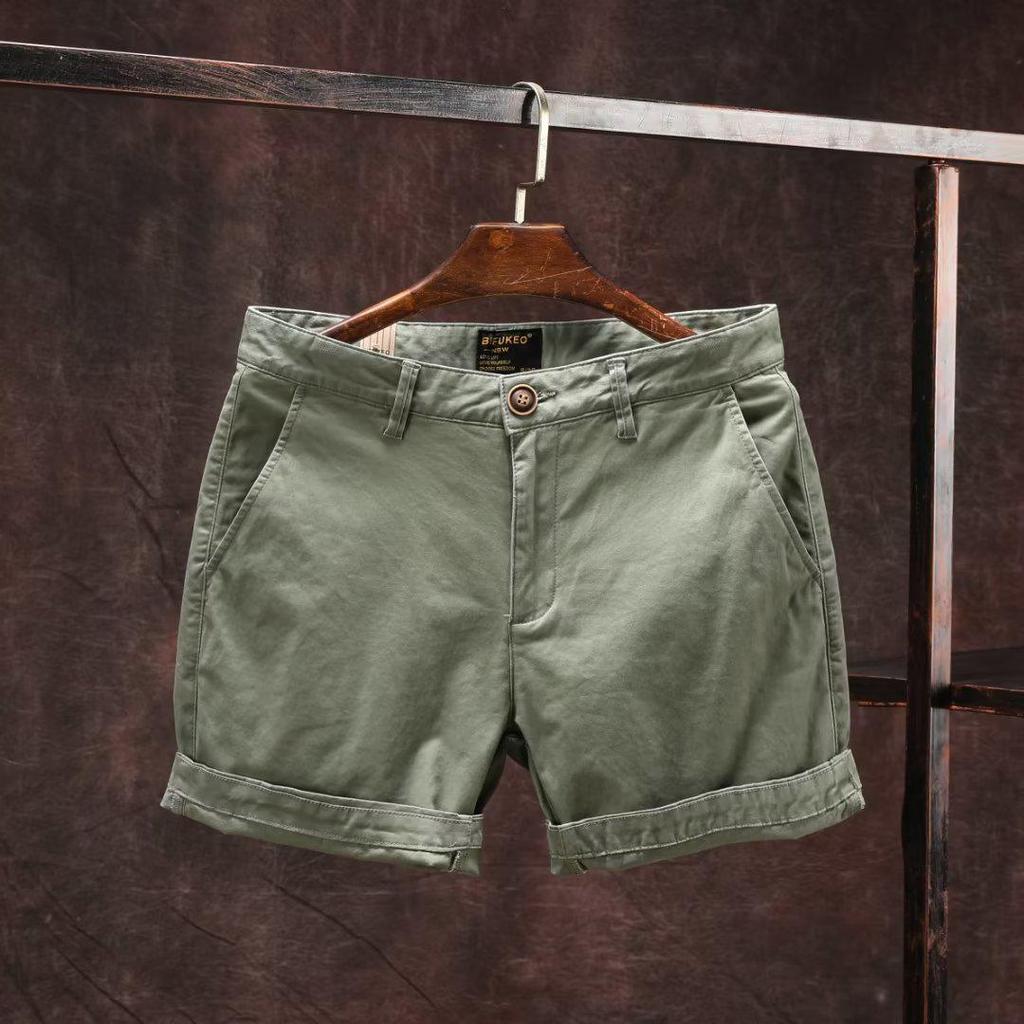 Men's Korean Style Casual Summer Wide-Leg Shorts with Unique Belt Design