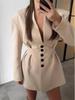2025 European-American Women's Suit Dress: Solid Color, Waist-Slimming, Long-Sleeved Short Skirt