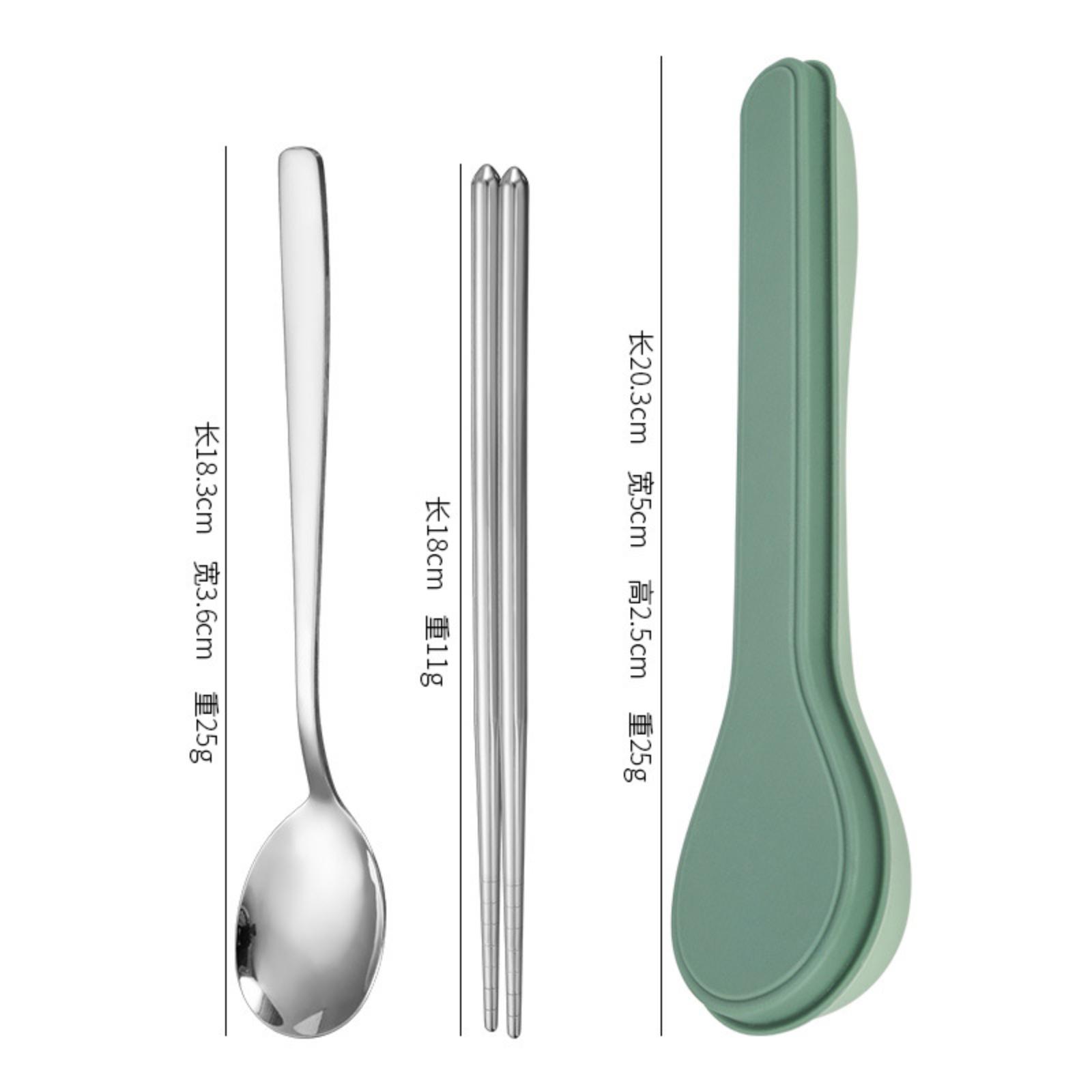 

Stainless Steel Cutlery Set: Chopsticks, Spoon, And Fork—Creative Gift, Outdoor And Student-Friendly 3-Piece Set One Size зелёный