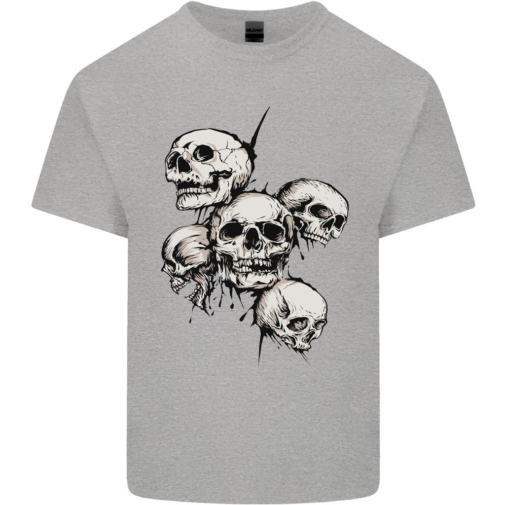5 Skulls Demons Biker Gothic Heavy Metal Unisexs Light Cotton TShirt