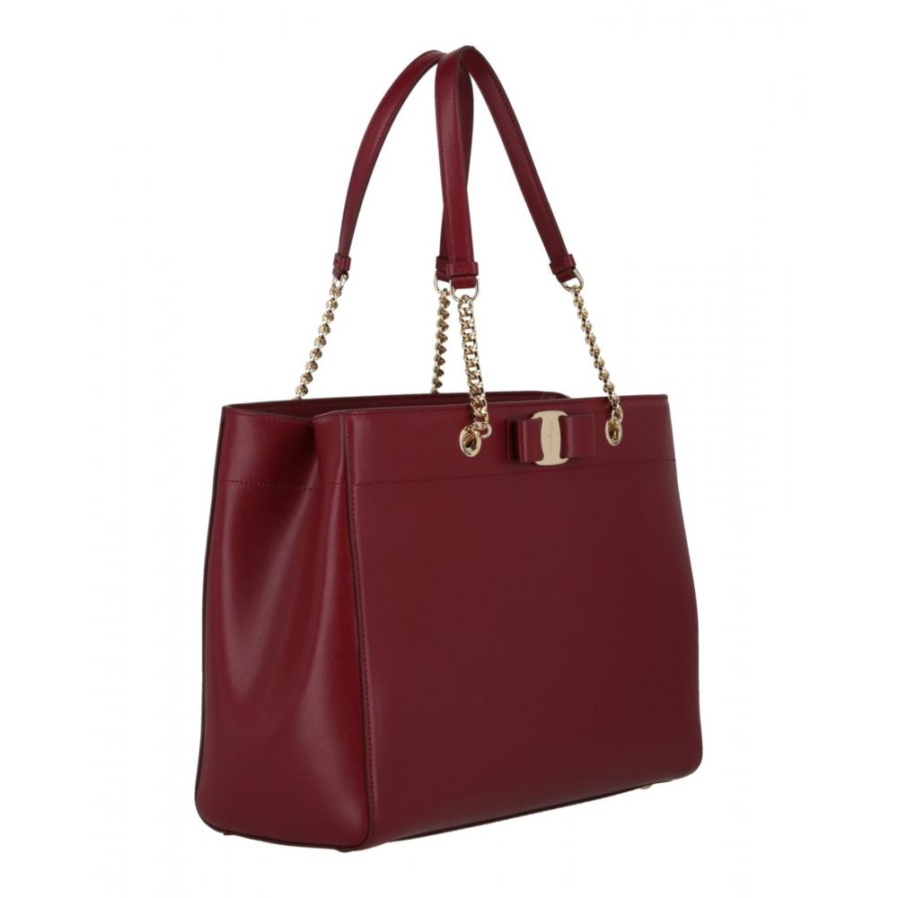 Salvatore Ferragamo Vara Bow Smooth Leather Shoulder Bag Carmine