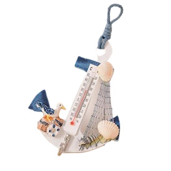 Hanging Hook Wood Boat Kelleg Thermometer Beach Shells Nautical Wall Home Door Decor