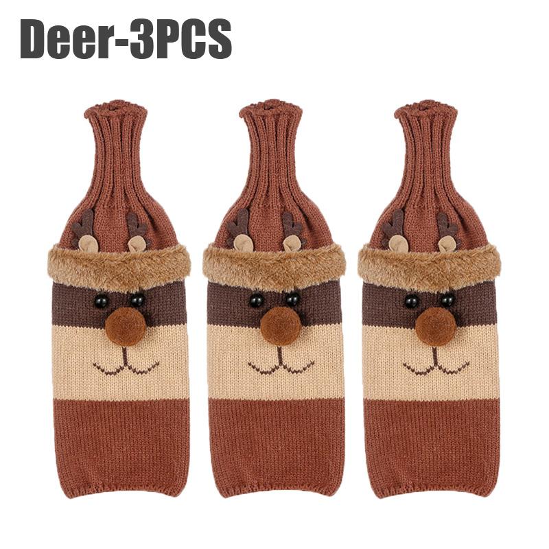 Holiday Knitted Wine Bottle Covers Christmas Sleeves Decorations for Wine Champagne Festive Gift Wrap Bottle Covers