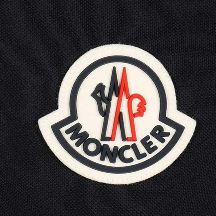Moncler Bawełniana Koszulka Polo z Logo Codzienna Krótki Rękaw Męskie topy Ciemnoniebieski 8A7110084556773