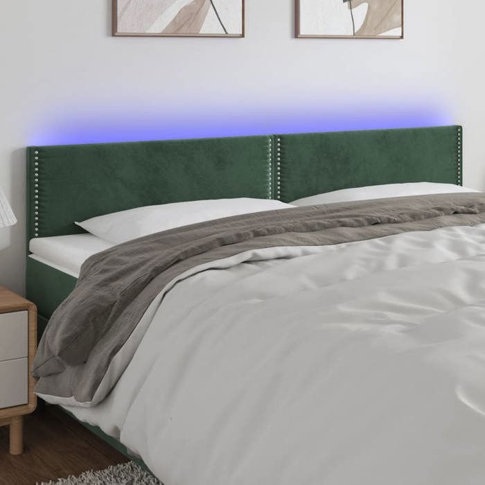 VidaXL LED Headboard Bedroom Furniture Double Bed Accessory Head of Bed Frame Interior Dark Green 3121535