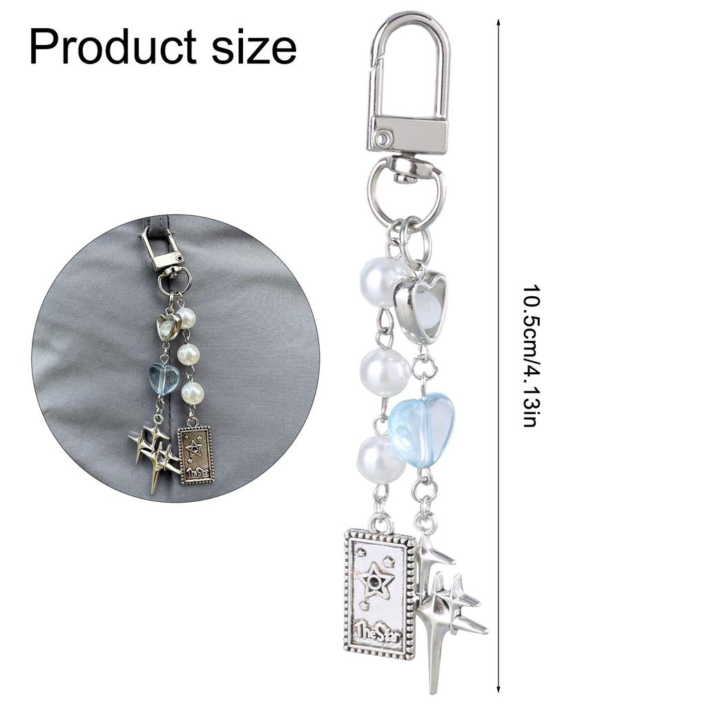 Charming Heart And Star Keychain Accessory Trendy Heart Star Bag Charm Keychain Personalized Keyrings Pendant for Women