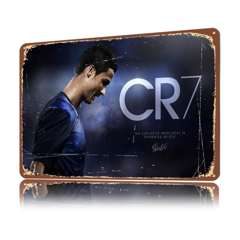 Cristiano Ronaldo Fußball Metallposter Benutzerdefinierte Wandkunst Retro Vintage Blechschilder für Man Cave Dekoration Haus Hausdekoration