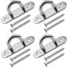 4 Pieces Stainless Steel Ceiling Hook 3.1 Inch Pad Eye Plate Marine Hardware Staple Hook Loop Screws Mount