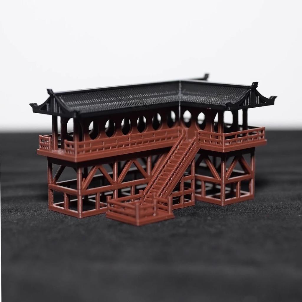Qiaolin 3D Printing Corner Style Stilted House Chinese Model Pavilion Bonsai Ancient Architecture Landscape Decoration Ornament