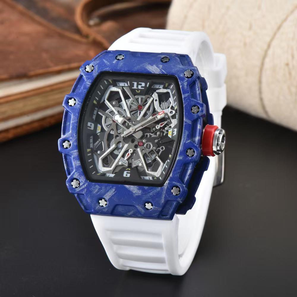 Vibrant Wine Barrel Shape Quartz Watch with Carbon Fiber Hollow Design for Men
