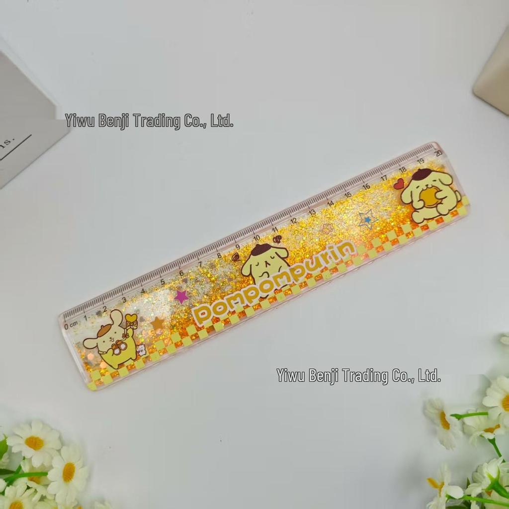 Sanrio 20CM Buntes Ölgefülltes Treibsand Wellenlineal Set für Studenten zum Stressabbau