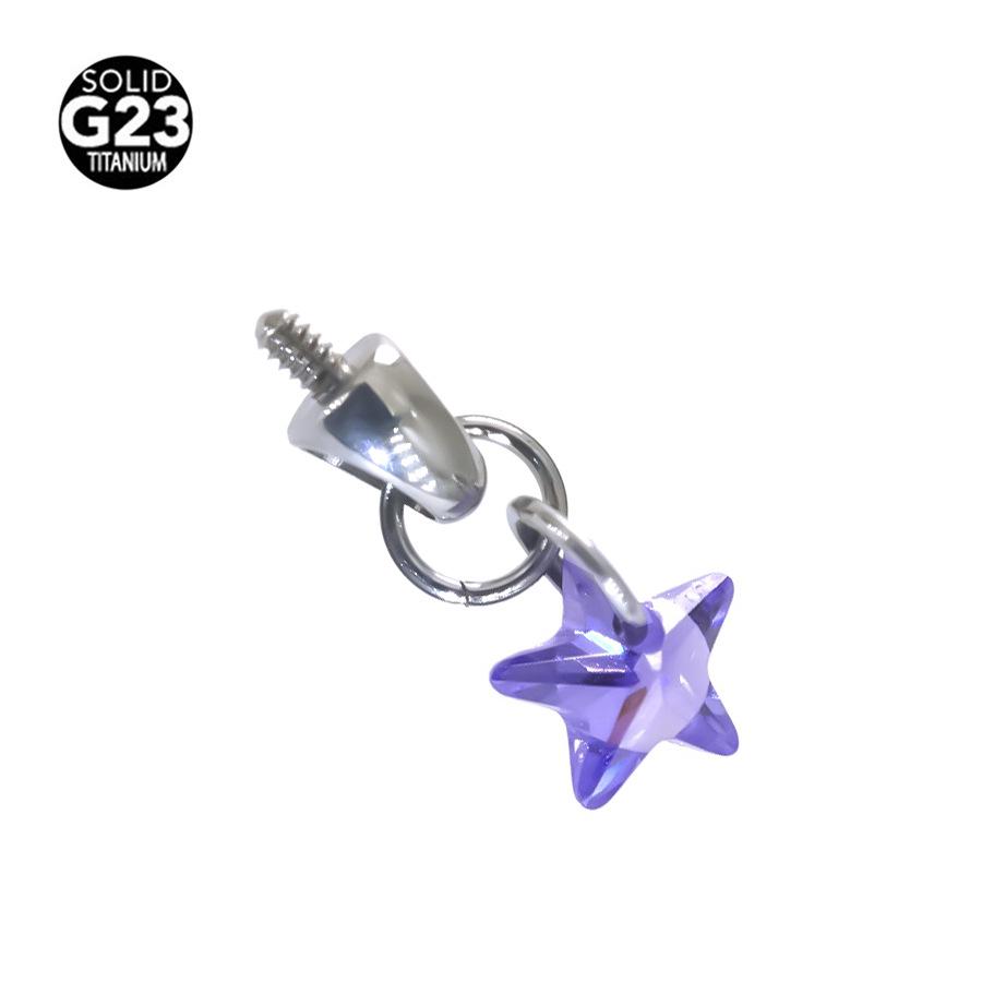 F136 Titanium Teardrop Bullet Head Lip Stud with Crystal Zircon Pendant for Ear Cartilage Piercing