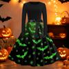Women's Vintage Round Neck Dress with Halloween Print for Casual Fall Outings