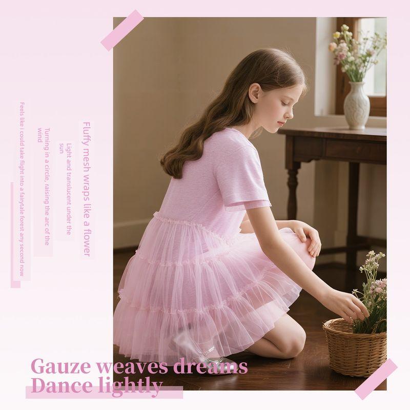 Hello Kitty Girls' Dress Summer Mesh Children's Princess Dress Thin Purple Dress for Older Girls Trendy