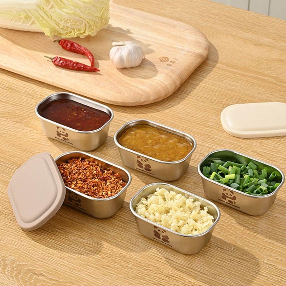 

2Pcs Sealed Salad Dressing Container Reusable Sushi Mustard Seasoning Box Picnic Beige-Style B