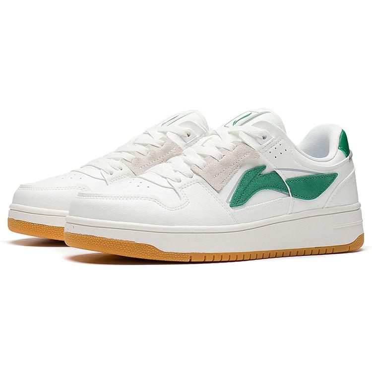 New LiNing Tianji Slip Resistant Cushioning Wear Resistant Low Top Skateboard Shoes White Green AGCS391-1