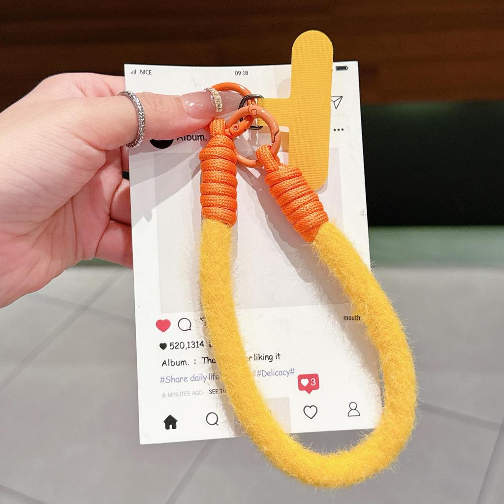 Colorful Plush Mobile Phone Wrist Lanyard with Single Buckle and Anti-Drop Feature