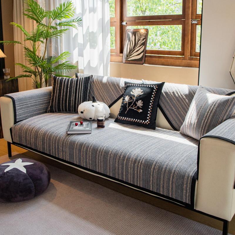 EIFLOY-Stripe Sofa Cover, 1, 2, 3 Seater, Chair, Couch Slip Cover, Non-slip, Sectional Sofa Cushion for Living Room Home Decor