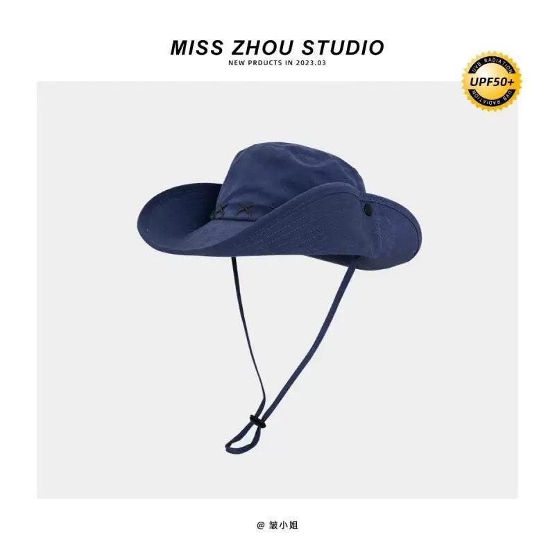 Popular Outdoor Retro Bucket Hat Summer Hiking Fishing Sun Protection Sun Hat Mountaineering Shade Western Cowboy Hat