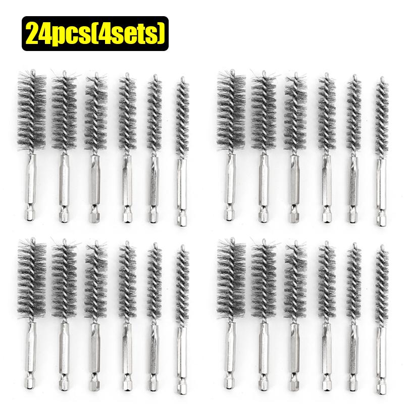 Stainless Steel Dril Brush Twisted Wire Hex Handle Cleaning Brushes Electric Drill Impact Grinding Polishing Rust Removal Tools