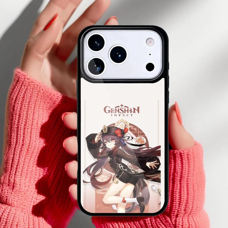 Cartoon Hu Tao Genshin Impact Phone Case for iPhone 17 16 15 14 13 Pro Max Back Cover for 12 11 Pro Coque
