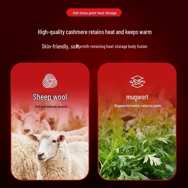 Wool Fleece Warm Knee Pads with Anti-Slip Mugwort Cashmere for Winter Cycling