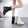 Inner Height Increasing Martin Boots Women's, Spring New, Versatile Thick-bottomed Wedge Heel Short Boots Medium Boots Black Cotton Boots