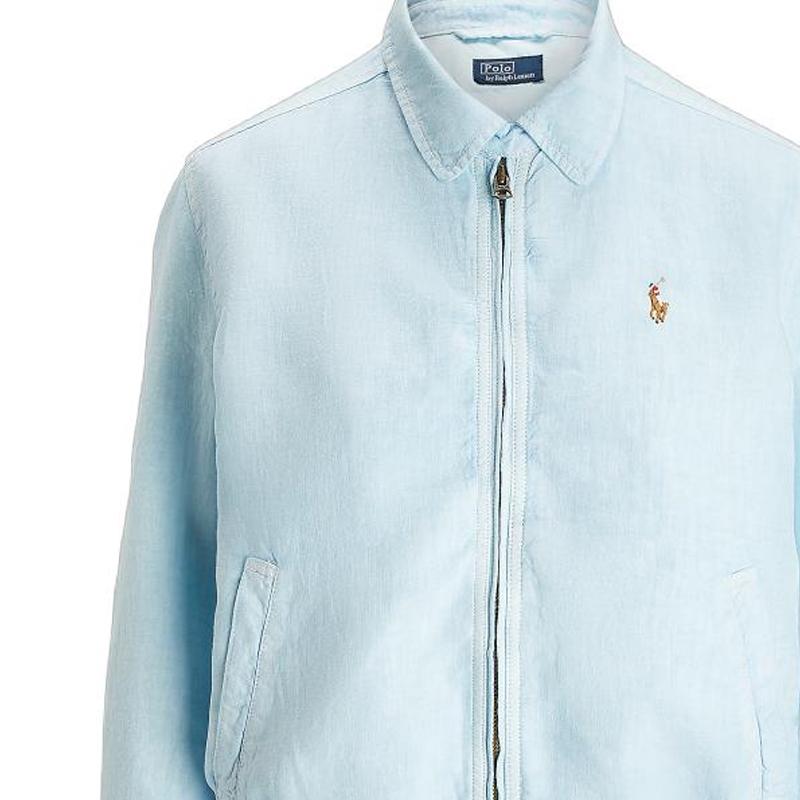 Polo Ralph Lauren SS24 Logo Embroidered Wide Collar Zip Loose Long Sleeve Jacket Women jackets Ice-White WMPOOTWN5A20050-400