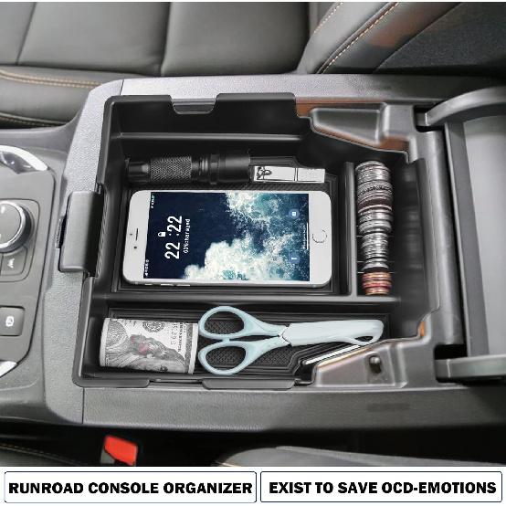 RUNROAD Center Console Organizer Tray Compatible With Chevy Traverse 2018- Accessories, Ert Secondary Storage Box ABS Material Armrest Tray Black