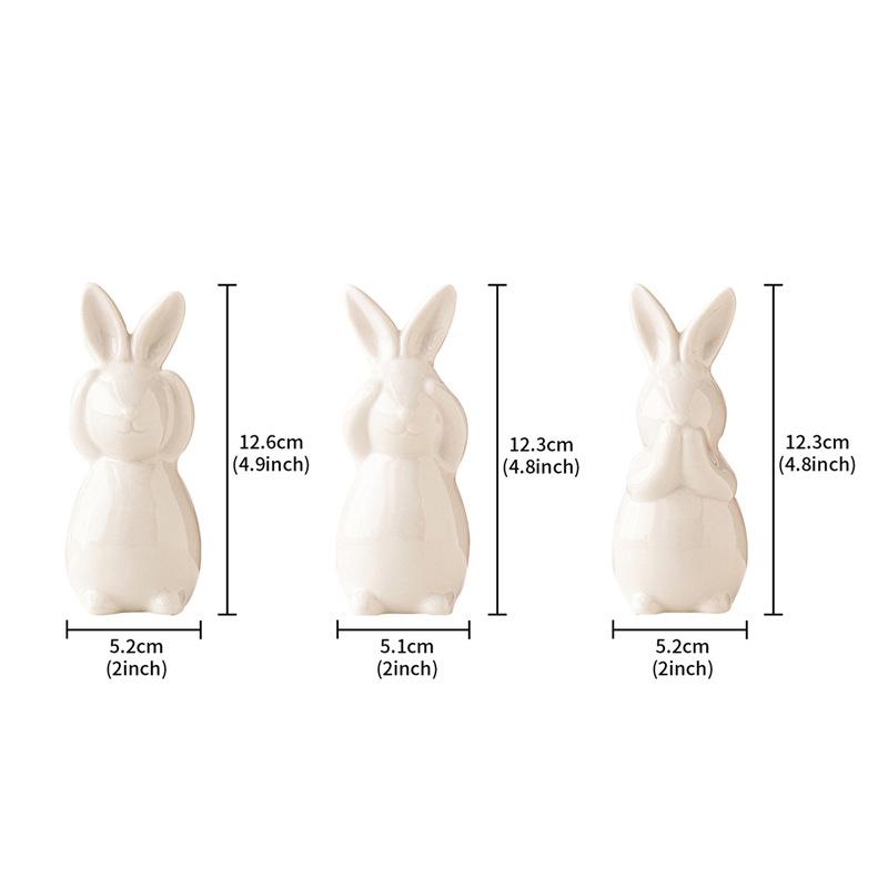 

3PCS Minimalist Rabbit Figurines, Nordic Style Abstract Animal Sculpture for Home Shelf Decor, Modern Easter & Spring