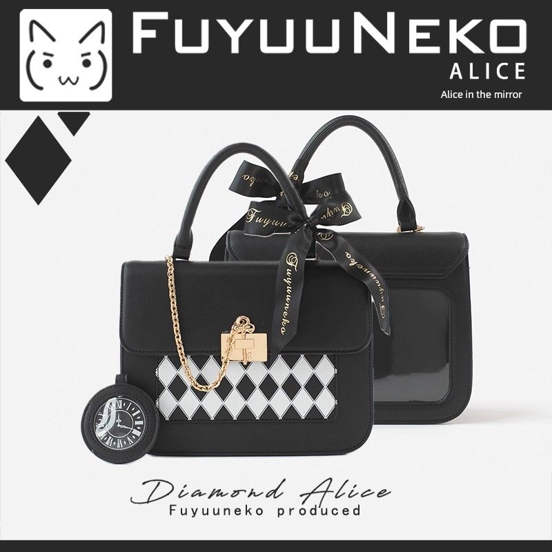 

Floating Cat Original Quilted PVC Satchel Crossbody Cartoon Backpack Black. In stock