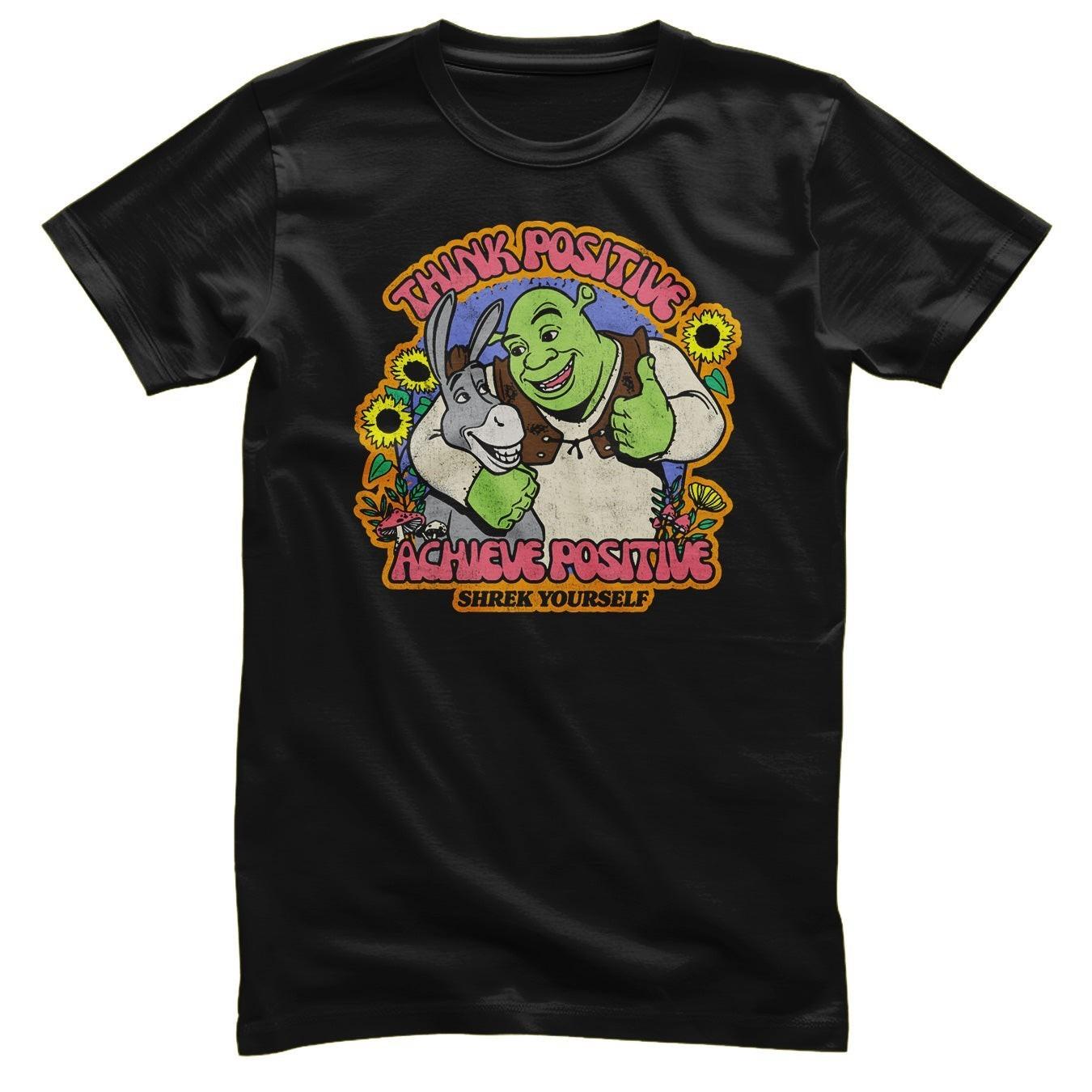 Officially Licensed Shrek Think Positive Achieve positive Mens T-Shirt S