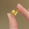 Playful Tone Gold Kitty Cat Ring Adjustable Size Cute Finger Jewelry For Couples Fashion