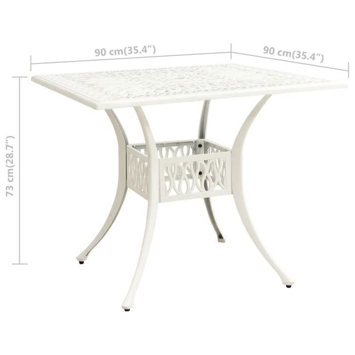 VidaXL Table de jardin Blanc 90x90x73 cm Aluminium coulé 315590