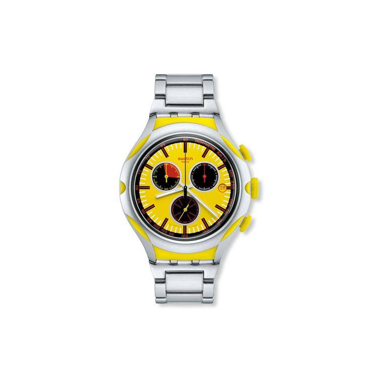 

Swatch Series Quartz Movement 30M Water Resistant Three Eye Chronograph Calendar Sports Trend Water Resistant Watch 45Mm Yellow Dial YYS4002AG Yellow