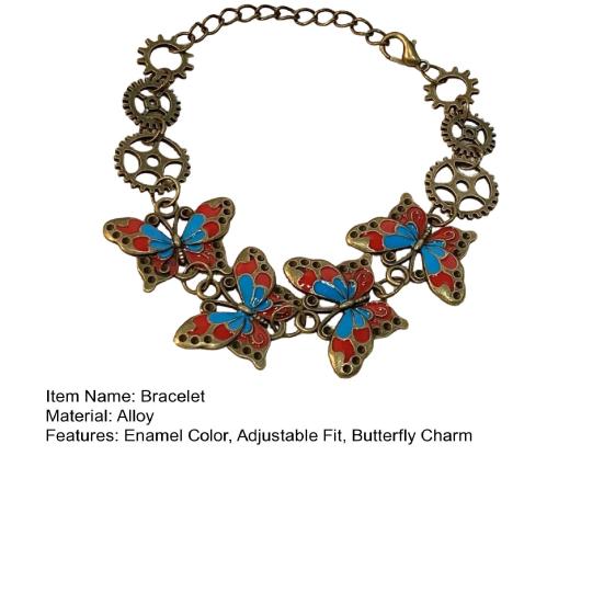 Palace Style Bracelet, Butterfly Gear Bracelet with Strong Enamel Technology, Adjustable Chain Women Bracelet for Jewelry Gift