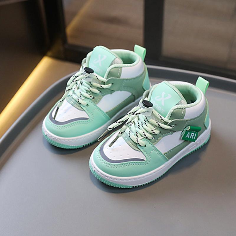 Children's Sneakers, New Girls' Solid Soles, High-top Shoes, Kids Velcro Casual Shoes, Boys' Basketball Shoes
