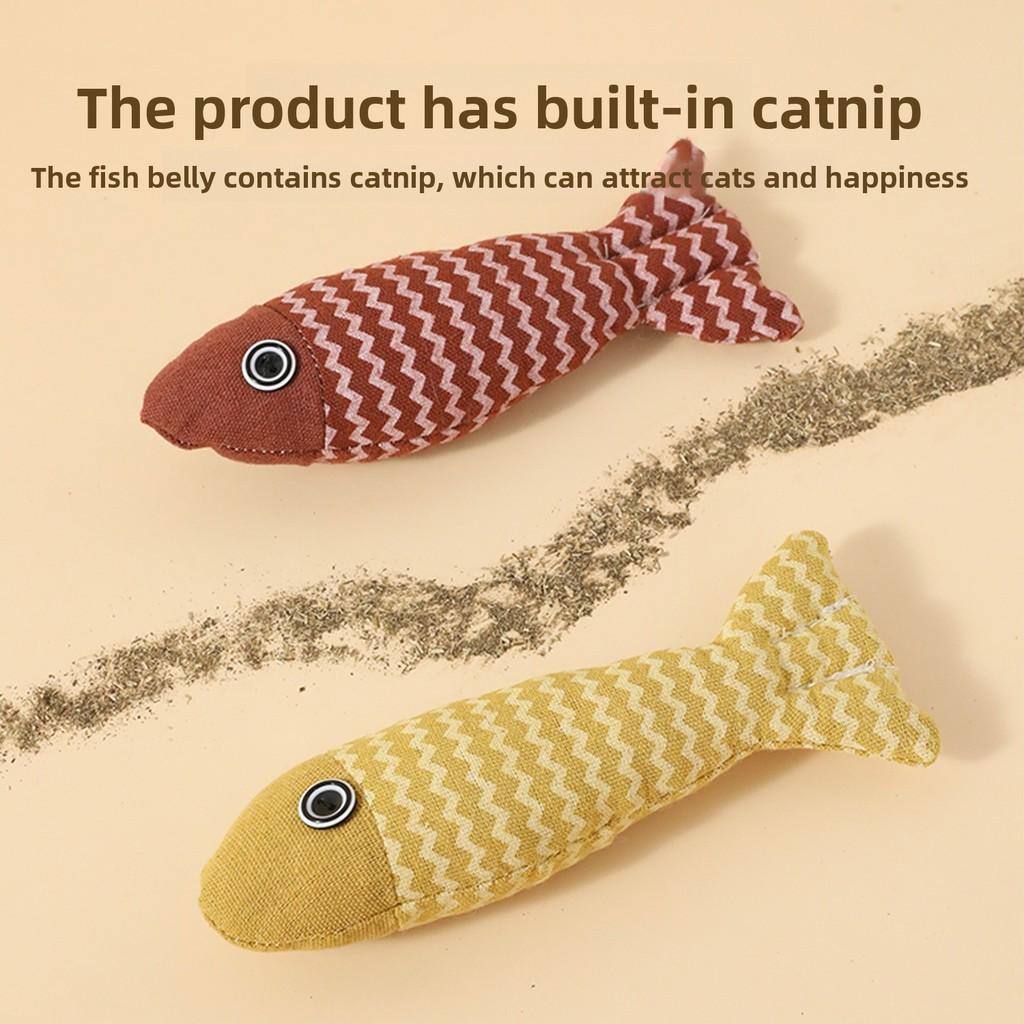 Pet Catnip Fish Chew Toy With Plush Material For Play And Dental Health