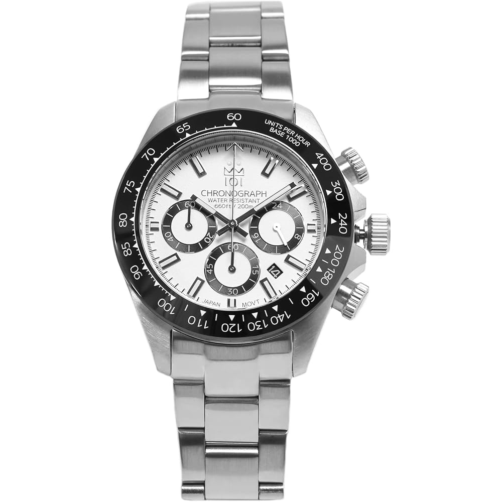 Hyakuichi 101 Diver s Chronograph Date Ceramic Bezel Watch Black