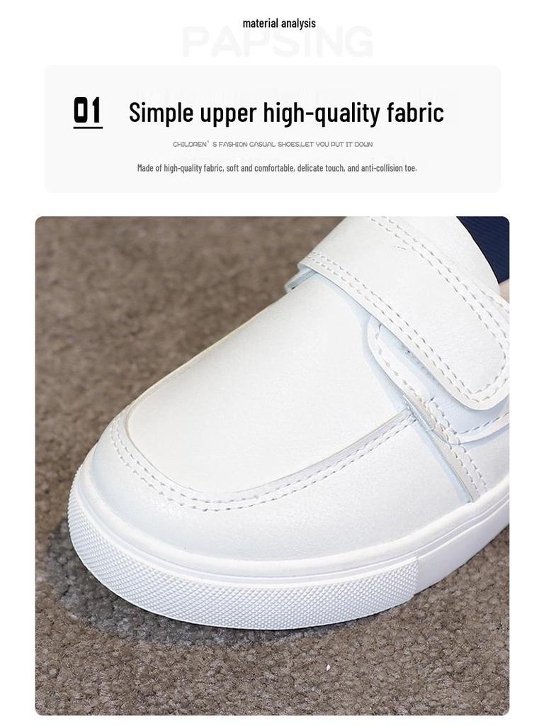Korean Style Low-Top Leather Slip-On Loafers for Boys & Toddlers - Soft Sole Casual Shoes