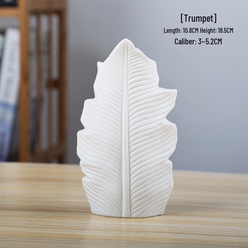 Северная белая неглазурованная керамическая ваза - Декоративный держатель для искусственных цветов для дома и гостиной Small Leaf Vase белый