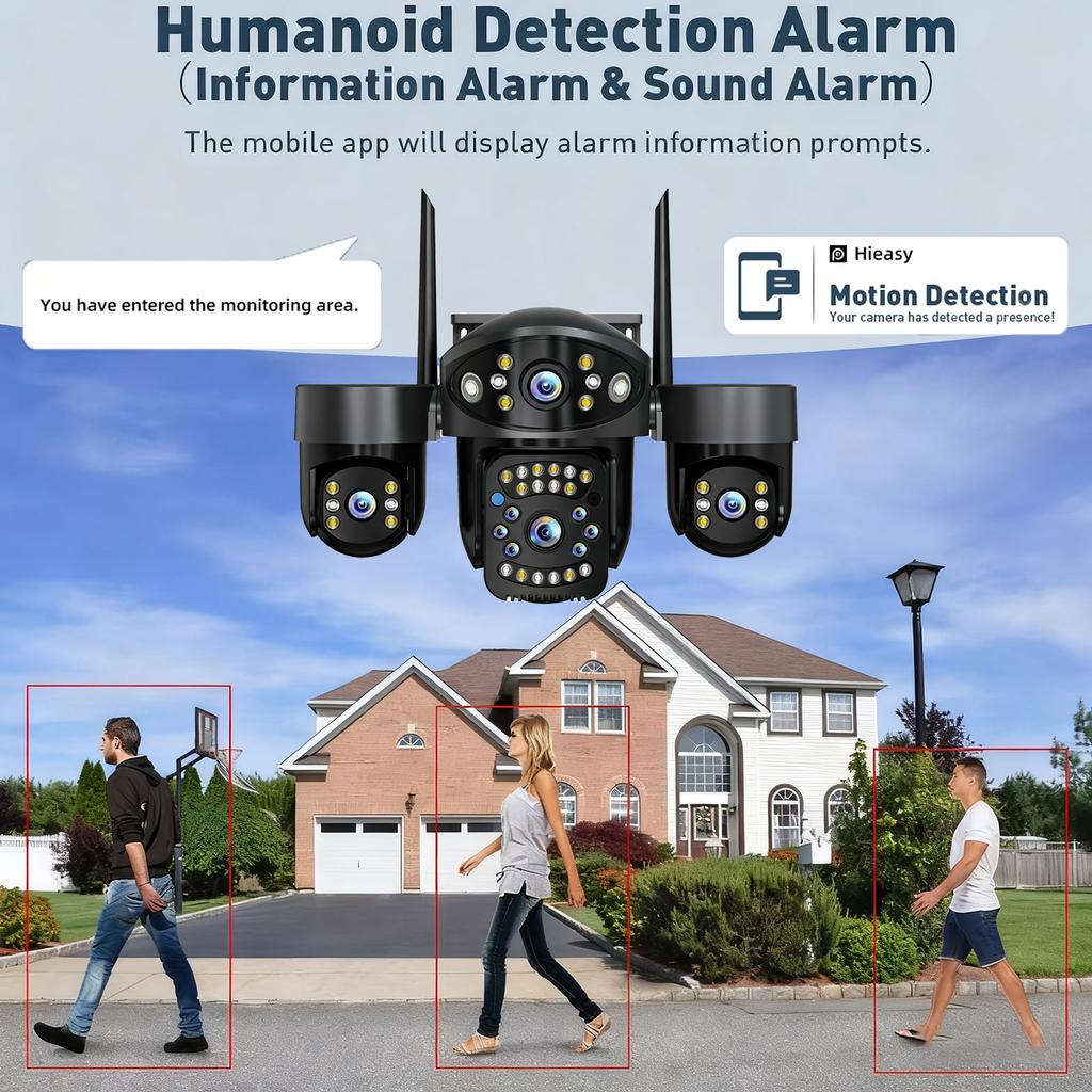 YOOSEE Ai APP WIFI Security Camera Three Lens HD 15MP Outdoor 360° PTZ CCTV Ai Motion Detection Tracking Two Way Intercom Night Vision