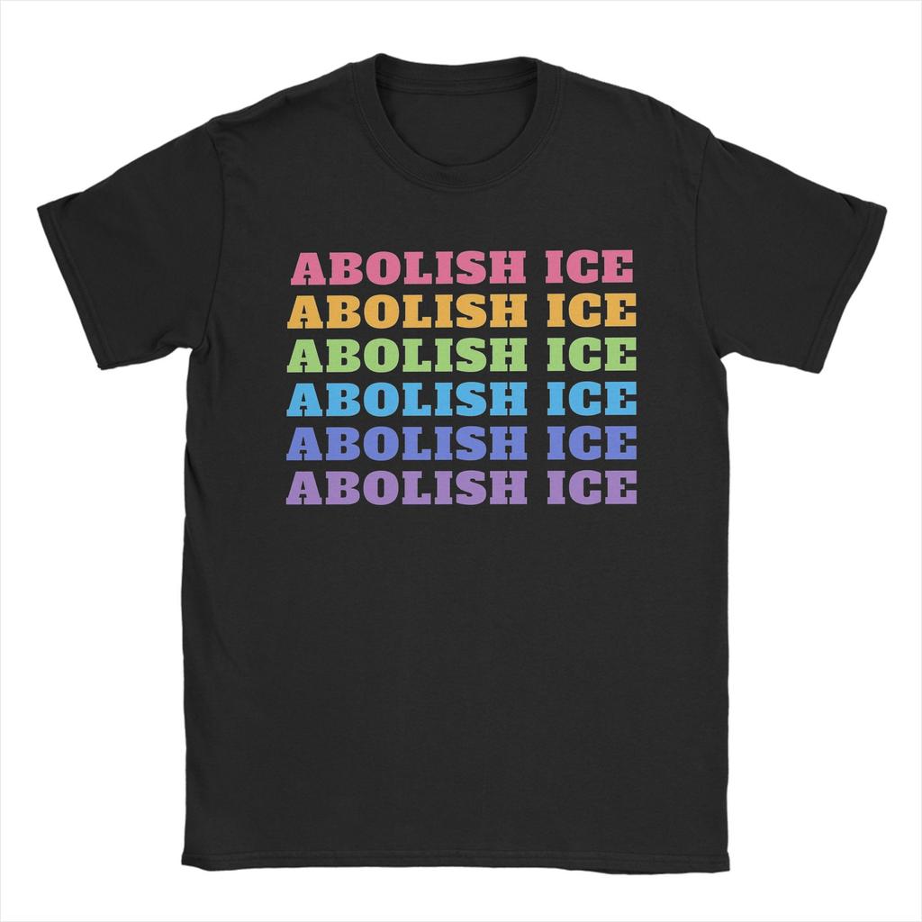 Abolish ICE Men T Shirt Vintage Tees Short Sleeve Round Collar TShirt Pure Cotton 4XL 5XL Clothes