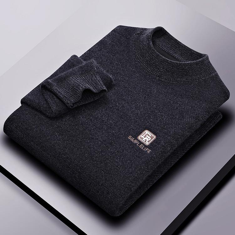 

Men s 2025 Mink Velvet Winter Sweater - Thick, Warm Round Neck Knit Top 3XL сірий колір