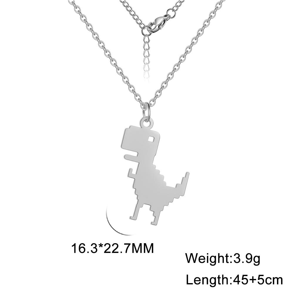 Colier Mosaic Dinosaure din Oțel Inoxidabil pentru Femei Băieți Choker Lanțuri Claviculă Bijuterii Animale Trendy Cadou