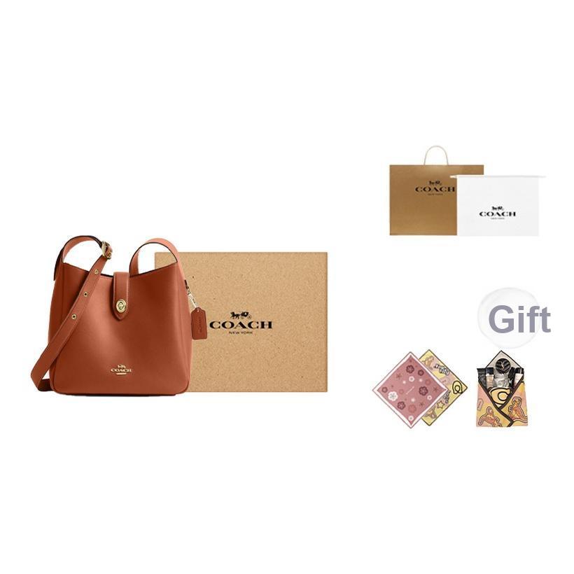 Coach Hadley 25 Multifunctional Gold Metal Accessories Leather Shoulder Crossbody Bag Medium Women Bags Brown Yellow CBH01-IMTN2