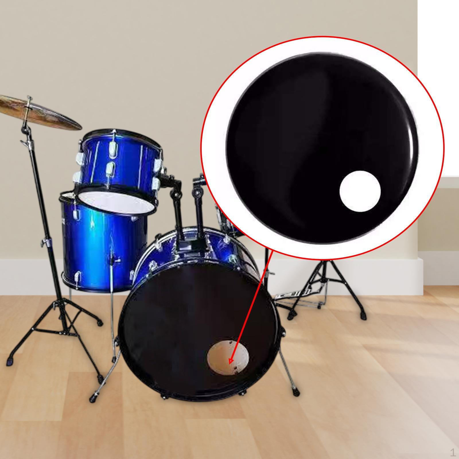 

Резонансный пластик для бас-барабана, черный пластик, металлический, гладкий, профессиональный, сменная часть, хороший звук, прочный 18 in