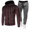 Unisex Fleece-Lined Polka Dot Zipper Hoodie Set for Autumn/Winter