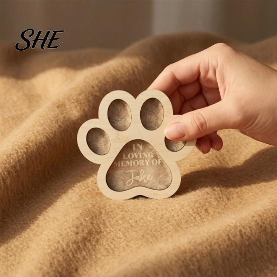 Haustier Andenkenbox für Fell Haare Box, Niedliche Pfotenform Gedenk Holz Verlust Geschenk Besitzer Hunde Und Katzen, Mitgefühl Klein